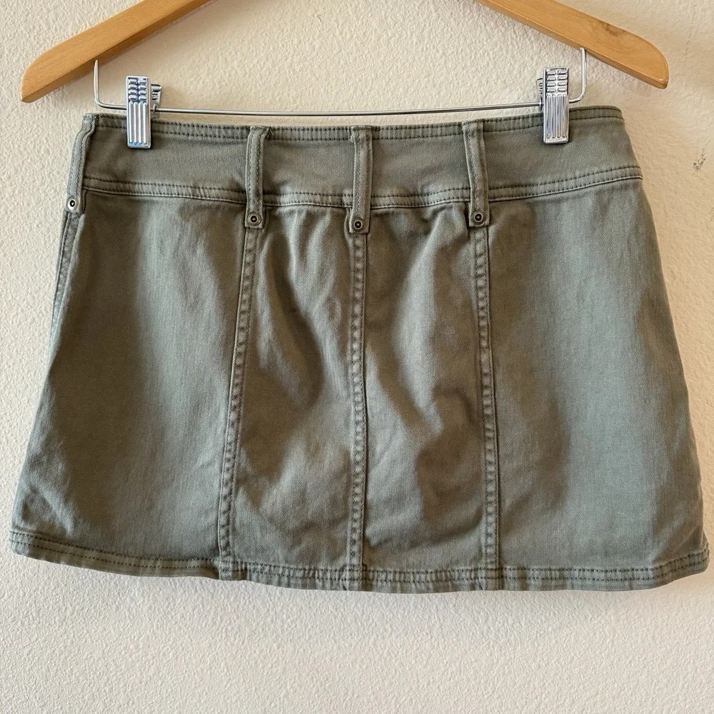 Free People Too Cool Military‎ Utility Mini Skirt Olive Zip Front Festival 6